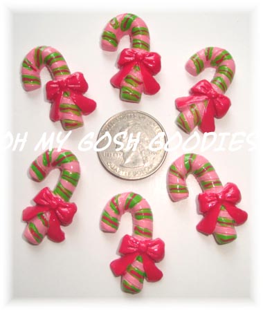 1PC PEPPERMINT PINK CANDY CANE RESINS