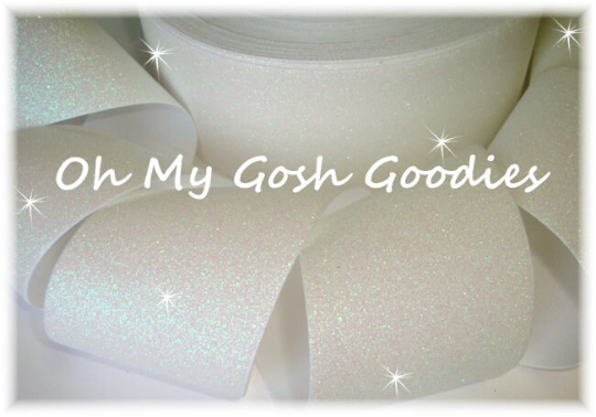 White Glitter Ribbon 3/8 Wide by the Yard, Sparkle Ribbon 