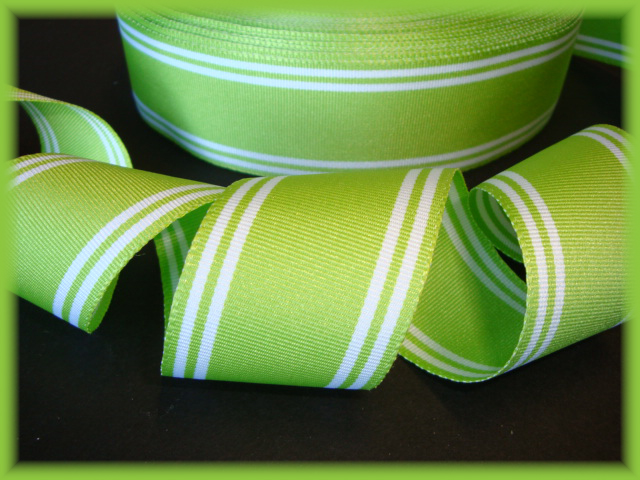 LAST 1 - 1.5 OOAK CLASSIC LIME REVERIBLE STRIPE -  9 1/2 REMNANT YARDS