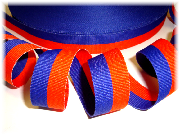 LAST 1 - 25 YARD ROLL SALE - 1.5" ORANGE ROYAL BI STRIPE