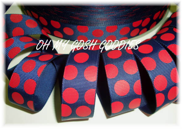 7/8 OOAK NAVY RED JUMBO DOTS - 4 YARDS