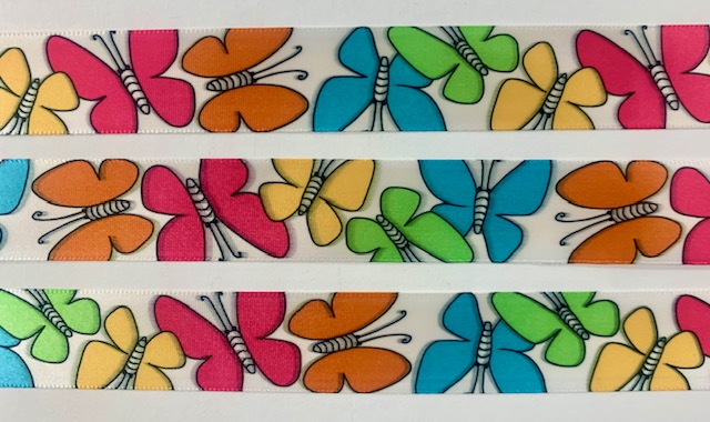 LAST 1 - 7/8 SCHIFF DESIGNER BUTTERFLIES - 10 YARD ROLL