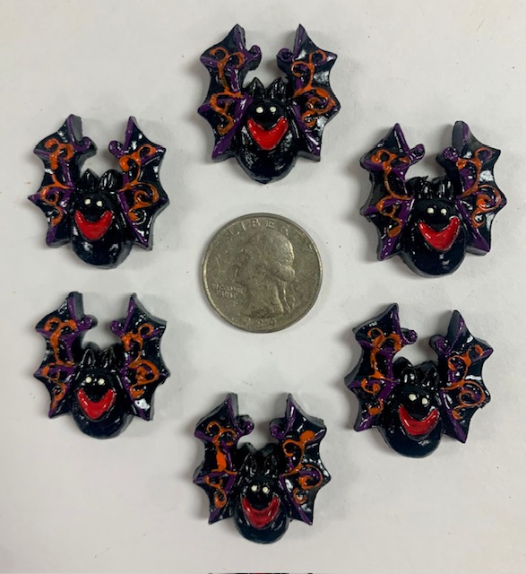 6PC HALLOWEEN FREAKY BAT RESINS