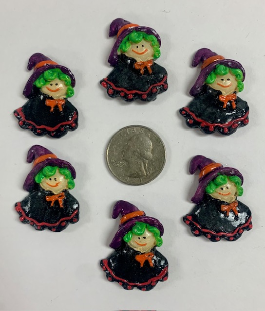 6PC HALLOWEEN WITCHY WITCH RESINS