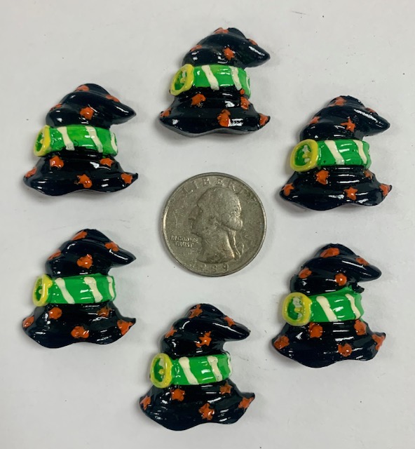 6PC HALLOWEEN WITCHY HAT RESINS