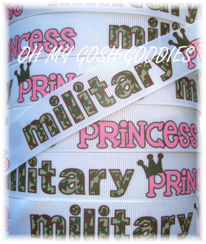 LAST 1 - 7/8 MILITARY PRINCESS DESIGNER RIBBON - 2 YARDS